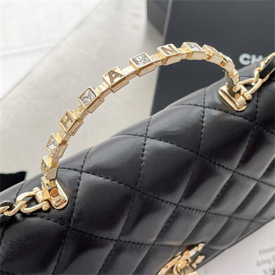 Chanel Clutch With Chain Lambskin Gold Tone Metal Black AP3795
