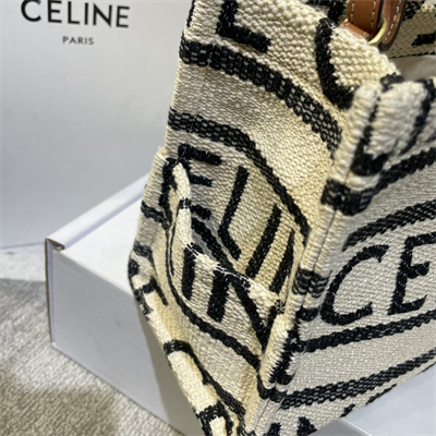 Celine Small Cabas Thais In Textile With Celine Jacquard And Calfskin White/Black