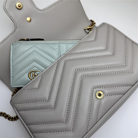 Gucci GG MARMONT Mini Bag With Card Case Light Grey/Green 751526