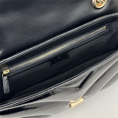 Gu.cci GG Marmont Medium Shoulder Bag Patent Leather Black 443497