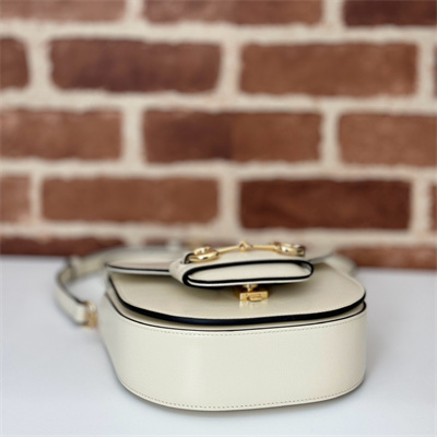 Gu.cci Horsebit 1955 Mini Top Handle Bag White Leather 781387