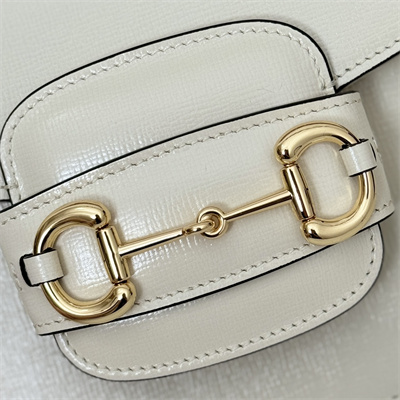 Gu.cci Horsebit 1955 Mini Top Handle Bag White Leather 781387