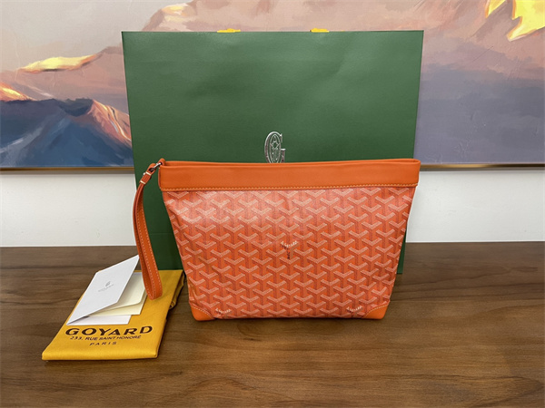 CONTI POUCH Goyardine Canvas&Chevroches Calfskin Orange