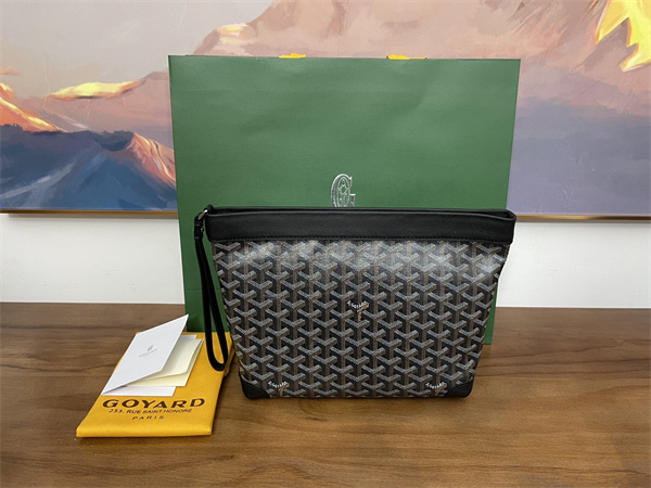 CONTI POUCH Goyardine Canvas&Chevroches Calfskin Black