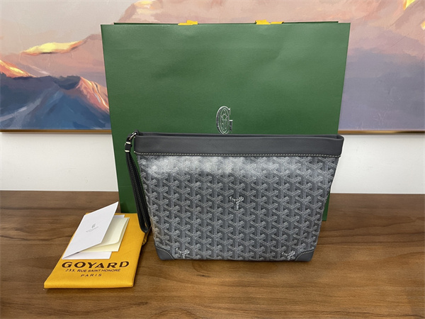 CONTI POUCH Goyardine Canvas&Chevroches Calfskin Grey