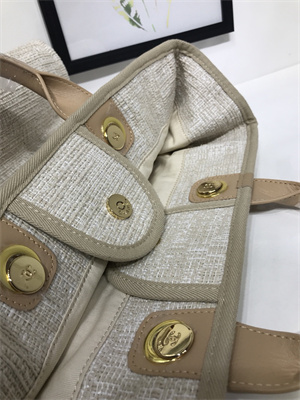 Chanel Deauville Large Shopping Bag Mixed Fibers Gold Tone Metal  A66941