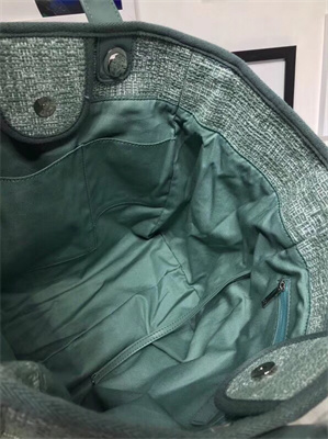 Chanel Deauville Large Shopping Bag Mixed Fibers Gold Tone Metal Green A66941