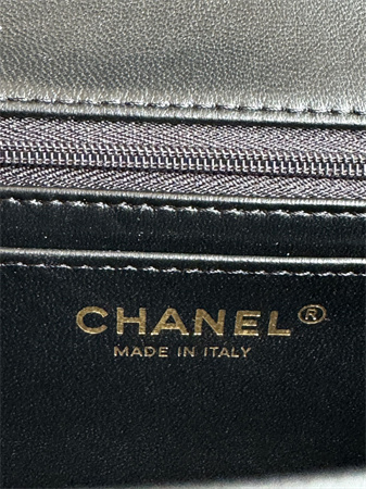 Chanel Mini Flap Bag With Top Handle Charm Patent Calfskin Gold Tone Metal Black AS2431