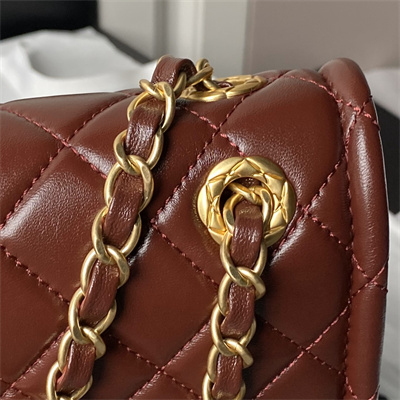 Chanel Vintage Medium Classic Flap Bag Lambskin Gold Tone Metal Burgundy AS3586