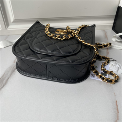 Chanel Hobo Chain Shoulder Bag Calfskin Gold Tone Metal Black AS4532