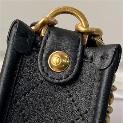 Chanel Hobo HandBag Calfskin Gold Tone Metal Black AS4666