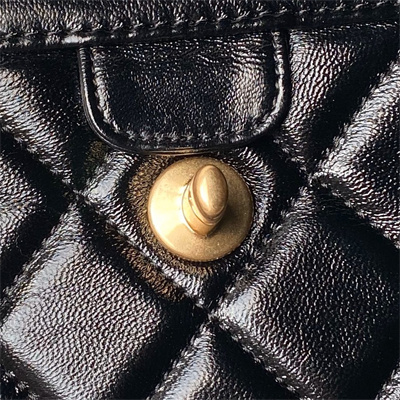 Chanel Mini Bag With Top Handle Shiny Lambskin Gold Tone Metal Black AS4958