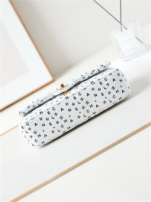 Chanel Medium Classic Handbag White Calfskin With Black Letters AS1112