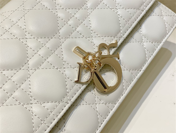 CD Miss Dior Top Handle Bag Cannage Lambskin  White