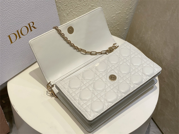 CD Miss Dior Top Handle Bag Cannage Lambskin  White