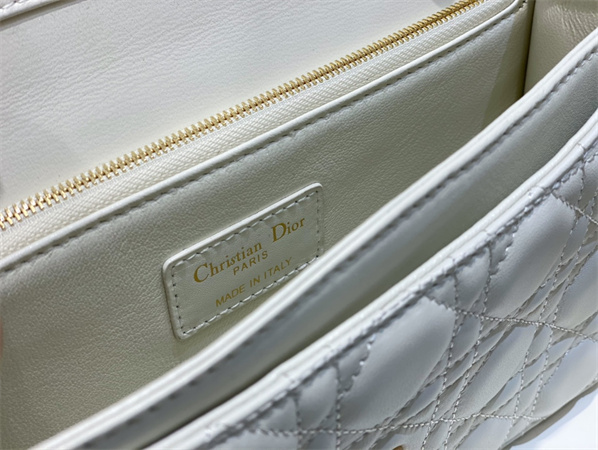 CD Miss Dior Top Handle Bag Cannage Lambskin  White
