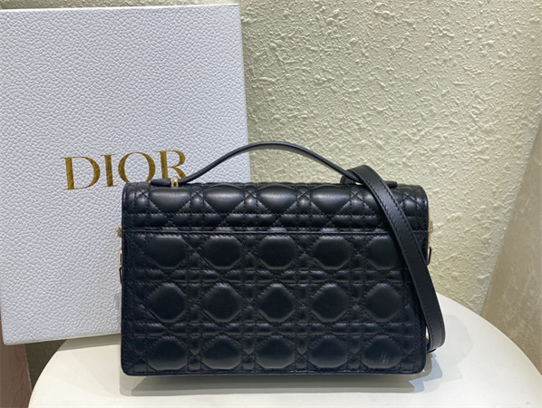 CD Miss Dior Top Handle Bag Cannage Lambskin Black