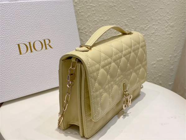 CD Miss Dior Top Handle Bag Cannage Lambskin Yellow
