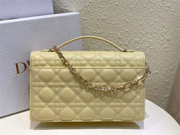 CD Miss Dior Top Handle Bag Cannage Lambskin Yellow