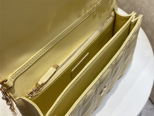 CD Miss Dior Top Handle Bag Cannage Lambskin Yellow
