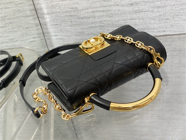 CD Mini Dior Ange Bag Black Macrocannage Calfskin