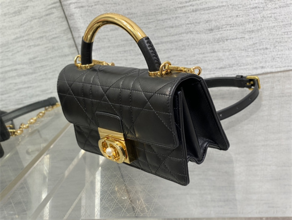CD Mini Dior Ange Bag Black Macrocannage Calfskin