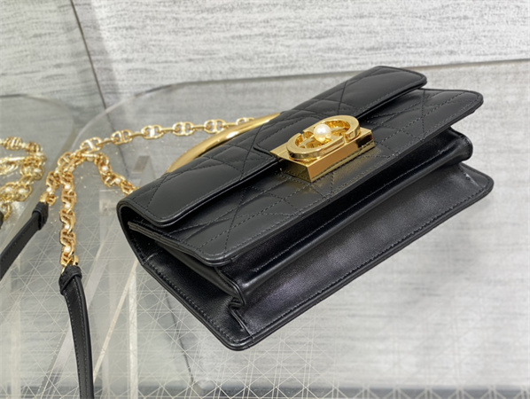 CD Mini Dior Ange Bag Black Macrocannage Calfskin