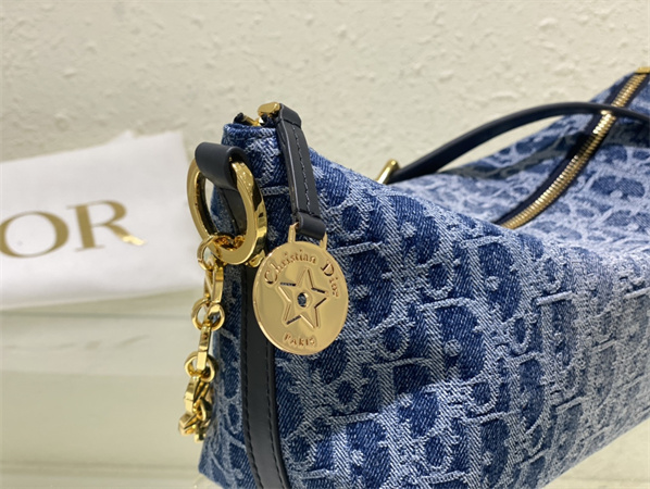 Diorstar Hobo Bag With Chain Blue Denim Dior Oblique Jacquard