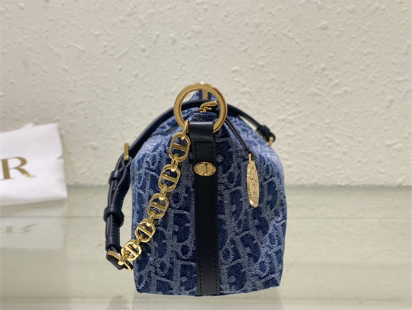 Diorstar Hobo Bag With Chain Blue Denim Dior Oblique Jacquard