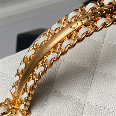 Chanel Vanity Case With Top Handle Grained Calfskin Gold Tone Metal White AP4064