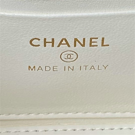 Chanel Vanity Case With Top Handle Grained Calfskin Gold Tone Metal White AP4064