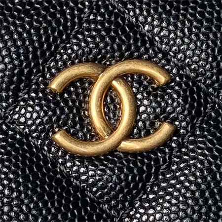 Chanel Vanity Case With Top Handle Grained Calfskin Gold Tone Metal Black AP4064