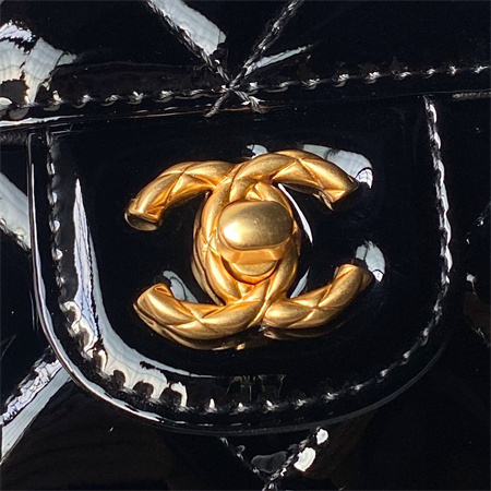 Chanel Mini Flap Bag With Top Handle Patent Calfskin Gold Tone Metal Black AS4956