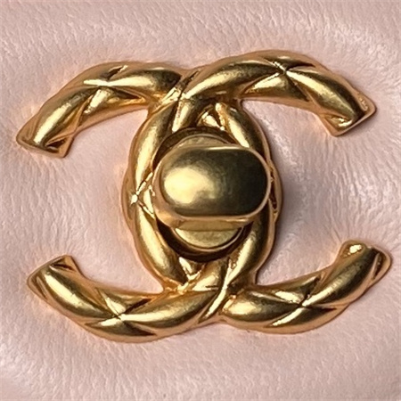 Chanel Flap Bag With Top Handle Lambskin Gold Tone Metal Pink AS4957