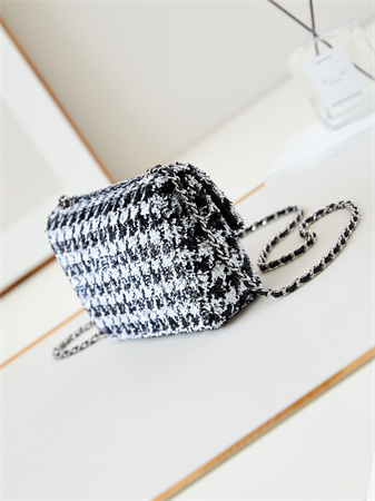 Chanel Evening Bag Sequins & Silver-Tone Metal Black and White AS4297