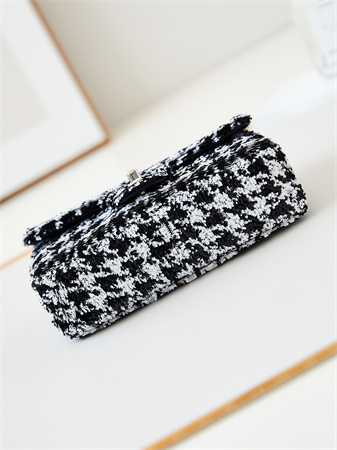 Chanel Evening Bag Sequins & Silver-Tone Metal Black and White AS4297