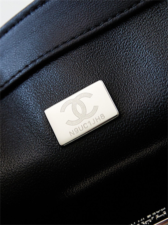 Chanel Evening Bag Sequins & Silver-Tone Metal Black and White AS4297