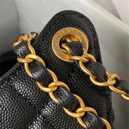 Chanel Hobo Bag Grained Calfskin Gold Tone Metal Black AS3690
