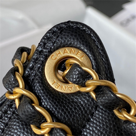 Chanel Small Hobo Bag Grained Calfskin Gold Tone Metal Black AS3710