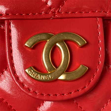 Chanel Small Hobo Bag Shinny Calfskin Gold Tone Metal Red AS3710