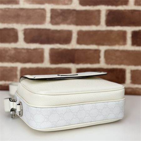 Gucci SMALL GG CROSSBODY BAG WITH TAG White leather and White GG Supreme canvas 795464