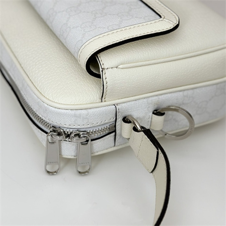 Gucci SMALL GG CROSSBODY BAG WITH TAG White leather and White GG Supreme canvas 795464