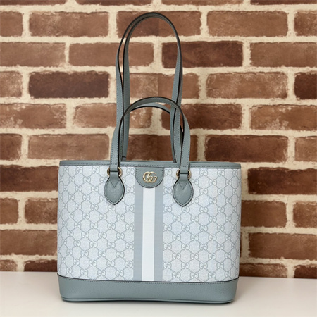 Gu.cci Ophidia Mini Tote Bag GG Supreme Canvas Dusty Blue 765043