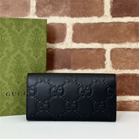 Gu.cci GG CONTINENTAL WALLET Black Leather 772791