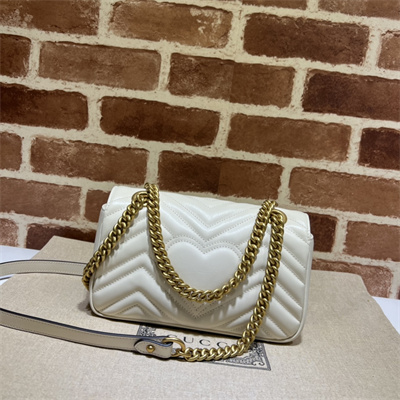 Gu.cci GG Marmont Small  Shoulder Bag White 446744