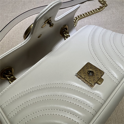 Gu.cci GG Marmont Small  Shoulder Bag White 446744