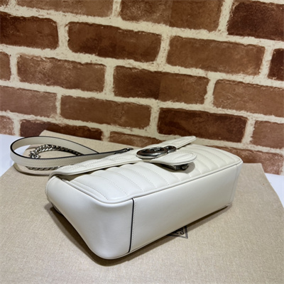 Gu.cci GG Marmont Medium Shoulder Bag White 443497