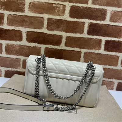 Gu.cci GG Marmont Medium Shoulder Bag White 443497