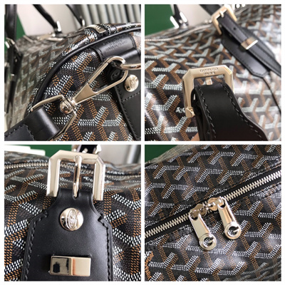 Goyard Boston 45 Bag In Goyardine Canvas & Cervon Calfskin