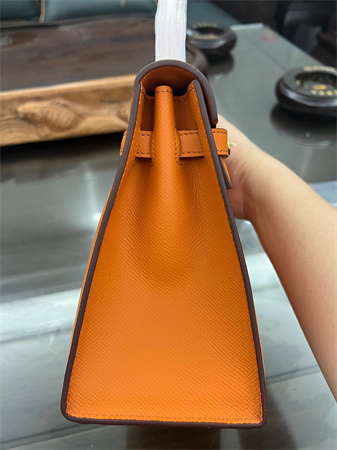 Kelly Sellier Bag Epsom Leather 25/28CM Gold/Silver Hardware In Orange Color